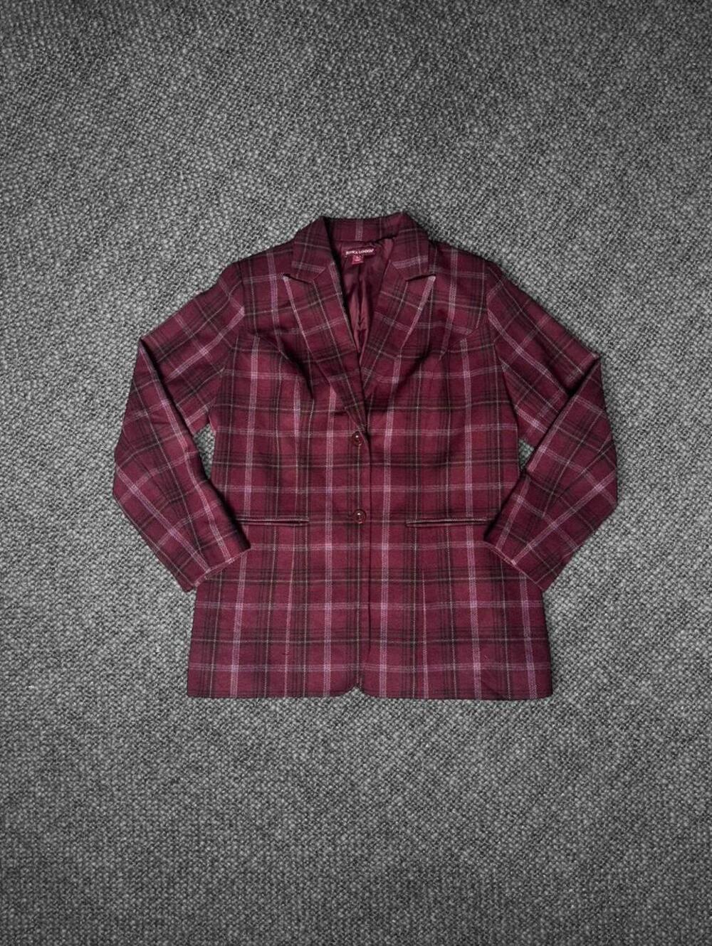 Jessica London Plaid Wool Blend Blazer Size 16T - Picture 7 of 8